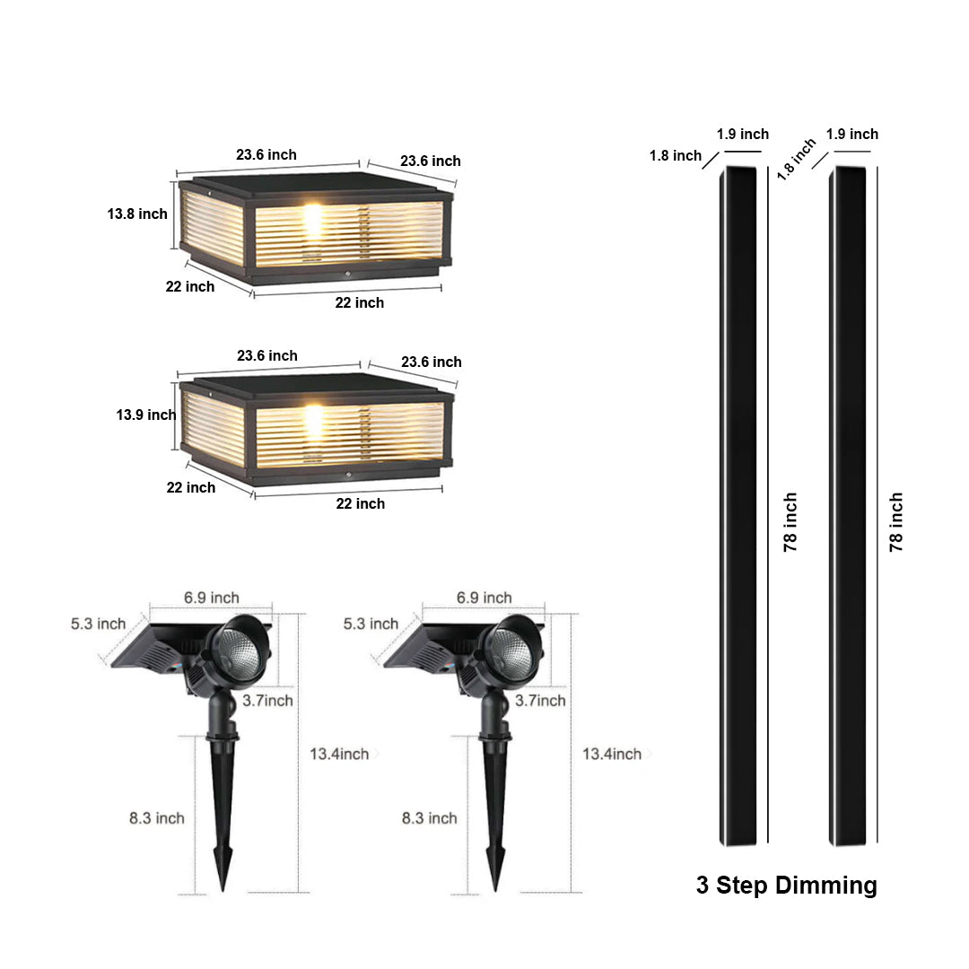 Outdoor Lighting 3-set Wall, Pillar & Spotlight