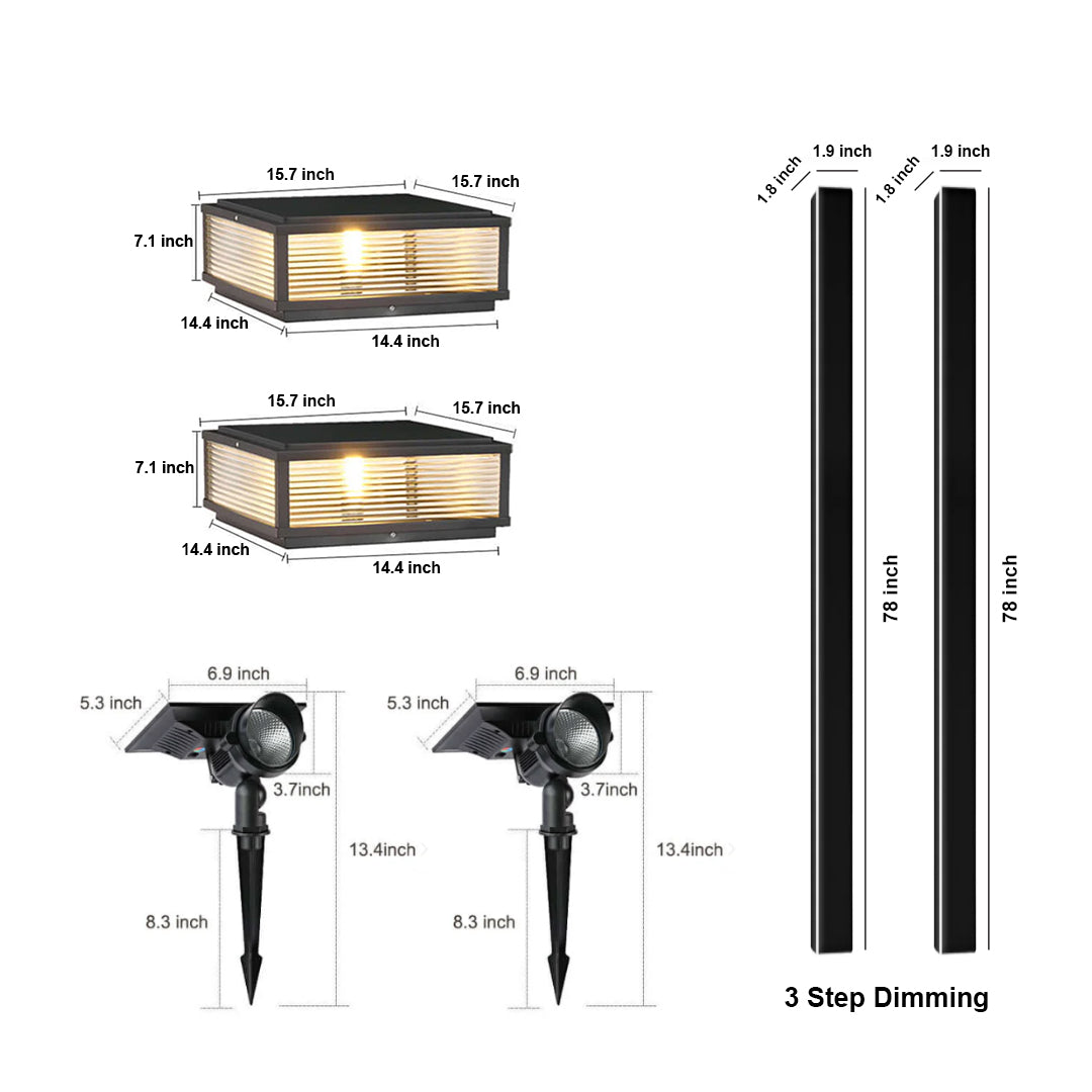 Outdoor Lighting 3-set Wall, Pillar & Spotlight