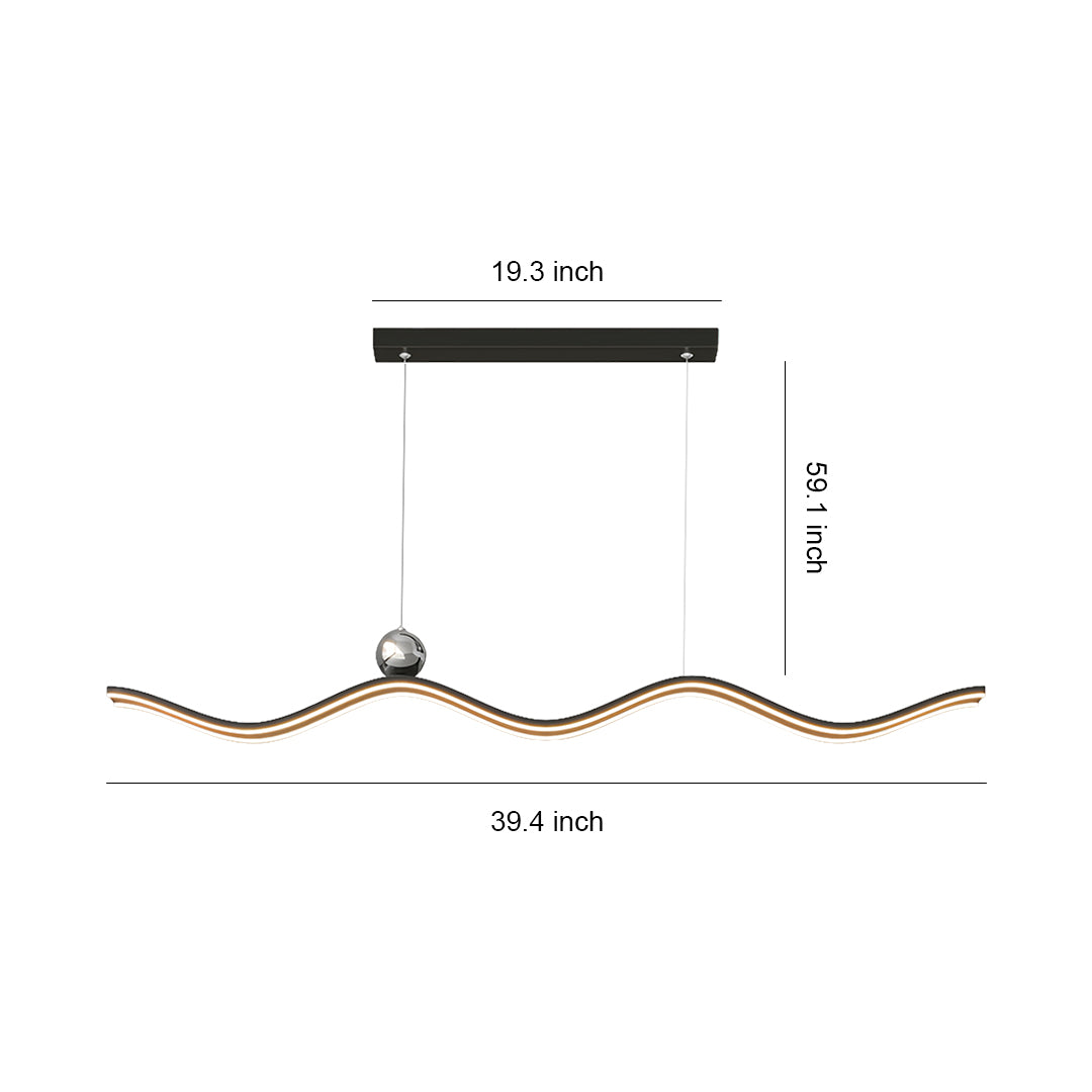 Linear LED Pendant Light Contemporary Wave Shaped Ceiling Light