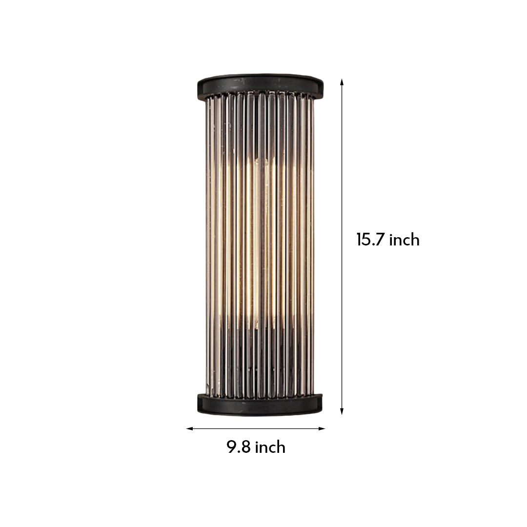 Black Indoor Wall Sconce American Vintage Semi-Circular Glass Rod Wall Lamp