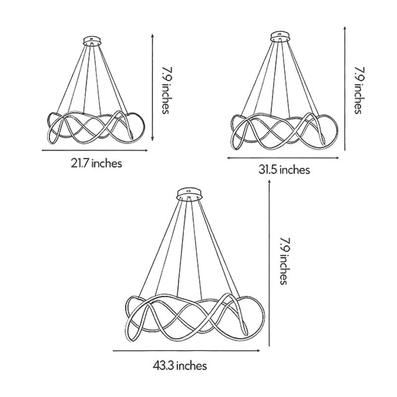 Modern Round Dimmable LED Aluminum Geometric Chandelier - Gold