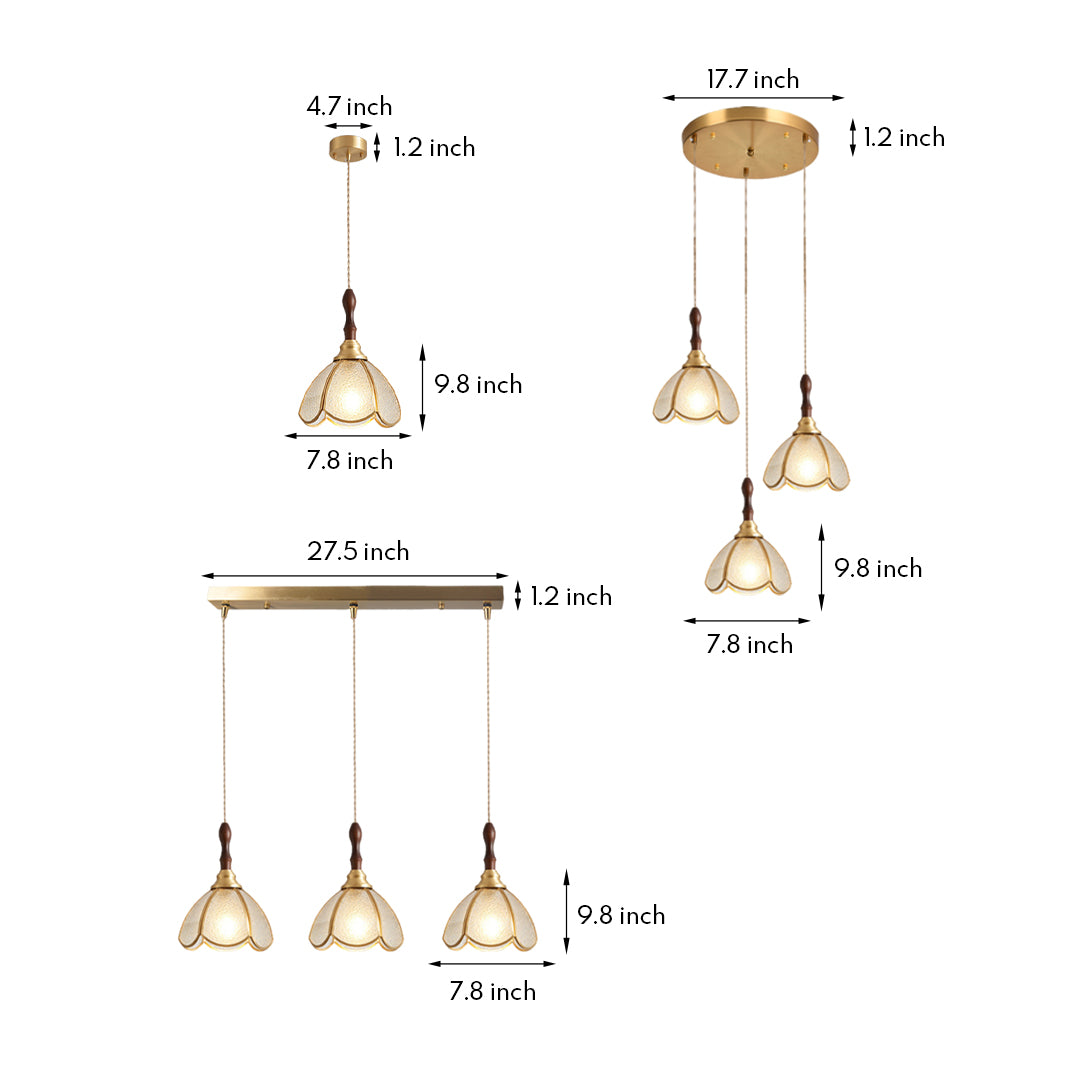 Water Ripple Glass Pendant Lighting Nordic Full Copper Light