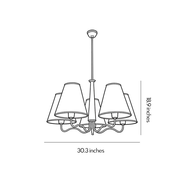Metal Dining Room Chandelier French Vintage Fabric Ceiling Light