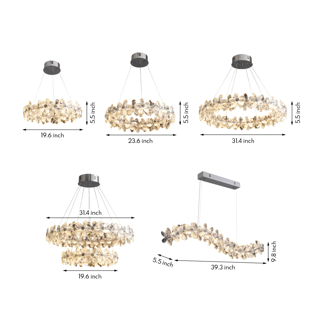 Dining Room Crystal Chandelier  French Flower Art Chandelier