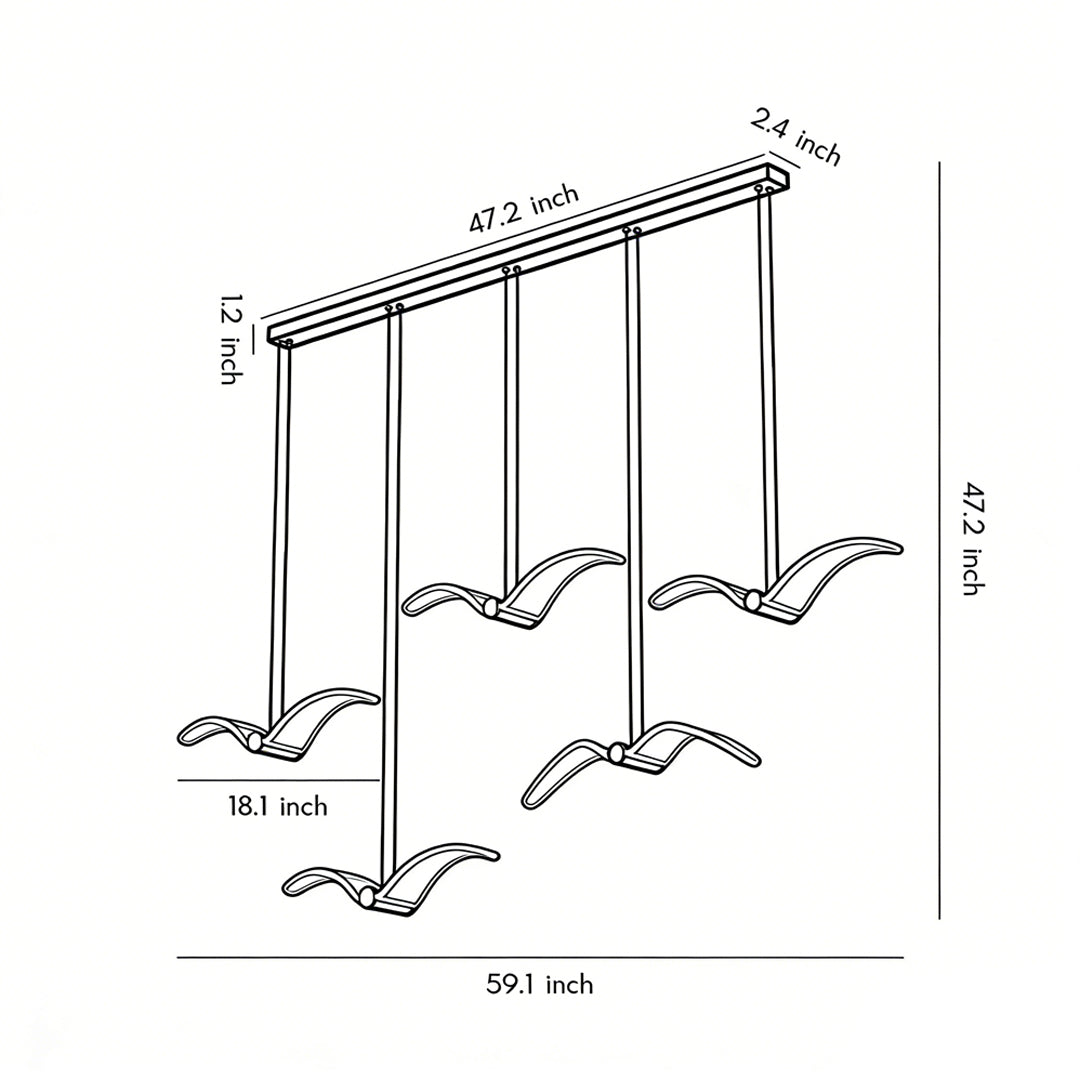 Modern LED Acrylic Seagull Linear Chandelier for Dining