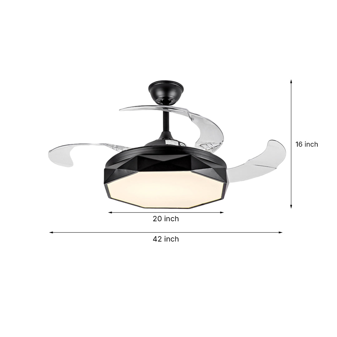 42 in Ceiling Fan with Light White ABS Blades and Acrylic Shade Light