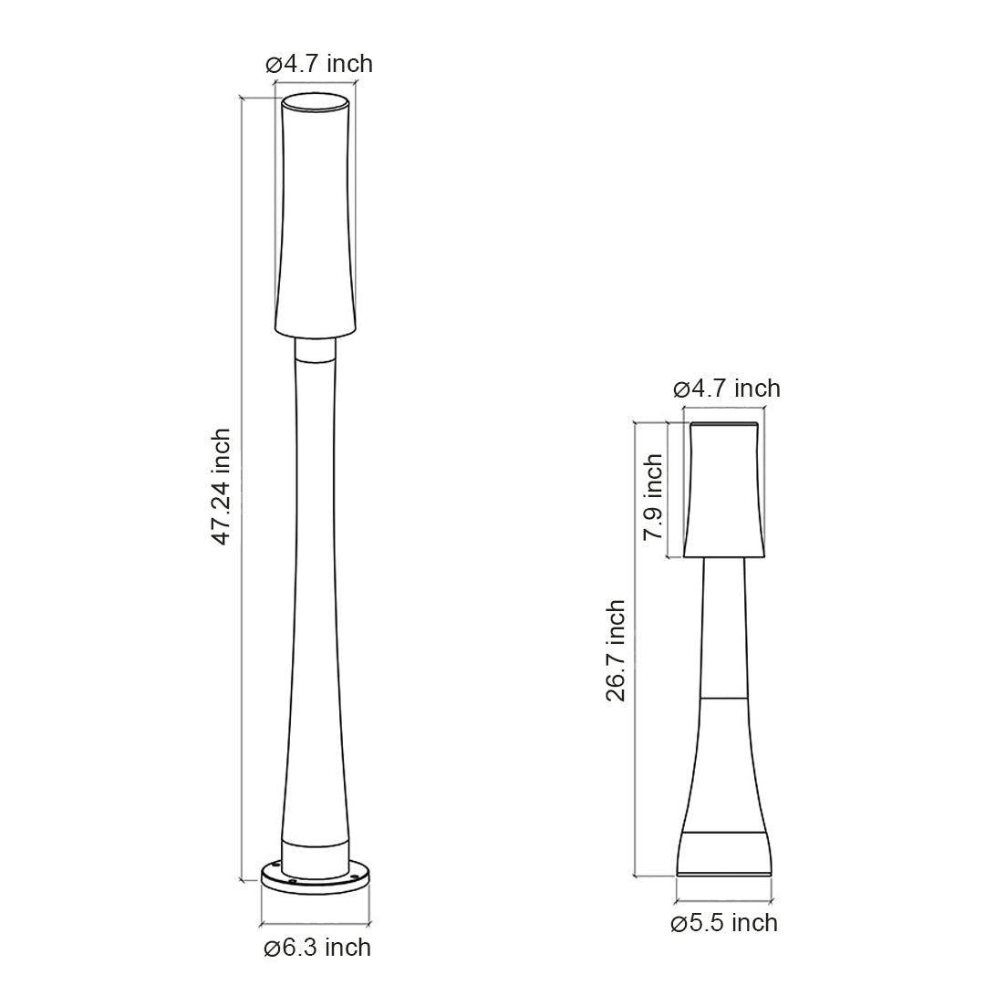 Lawn Pole Light Outdoor Waterproof Black Bollard Light