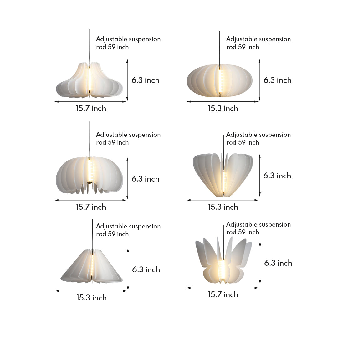 White Shade Pendant Light Nordic Cream Style PE Material LED Light