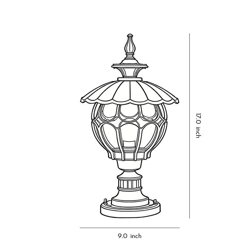 Dusk to Dawn Pillar Lights European Floral Globe Glass Light