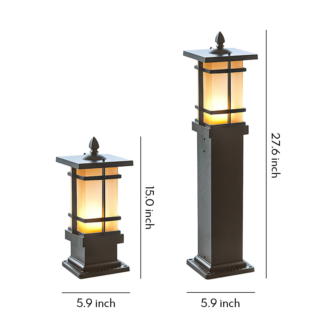 Vintage Pavilion Black Bollard Lights Retro Outdoor Pathway Lamp