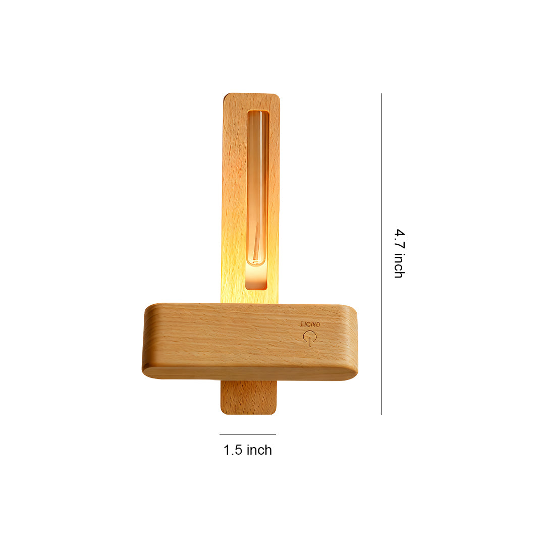 Wooden Wall Lights Minimalist with Glass Vase Wireless Magnetic Lamp
