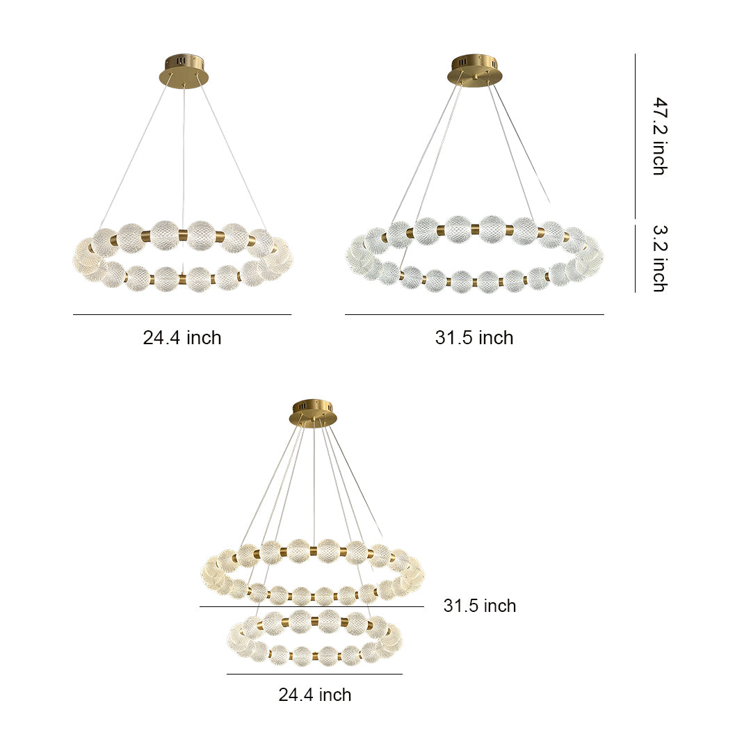 Glass Shade Chandelier Round  Minimalist Luxury Island Ceiling Light