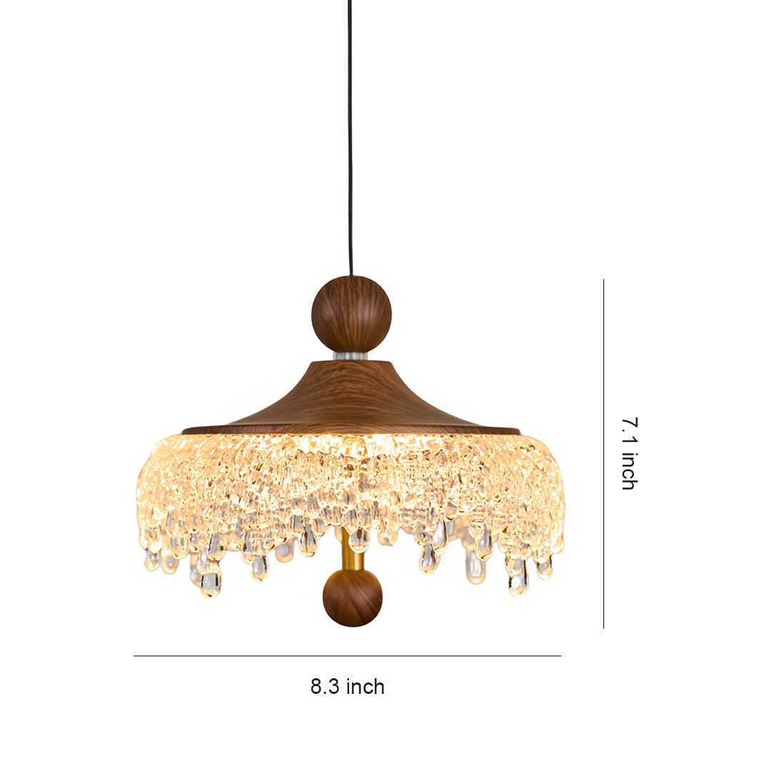 Water Drop Pendant Light Walnut Finish Iron Teardrop Ceiling Light