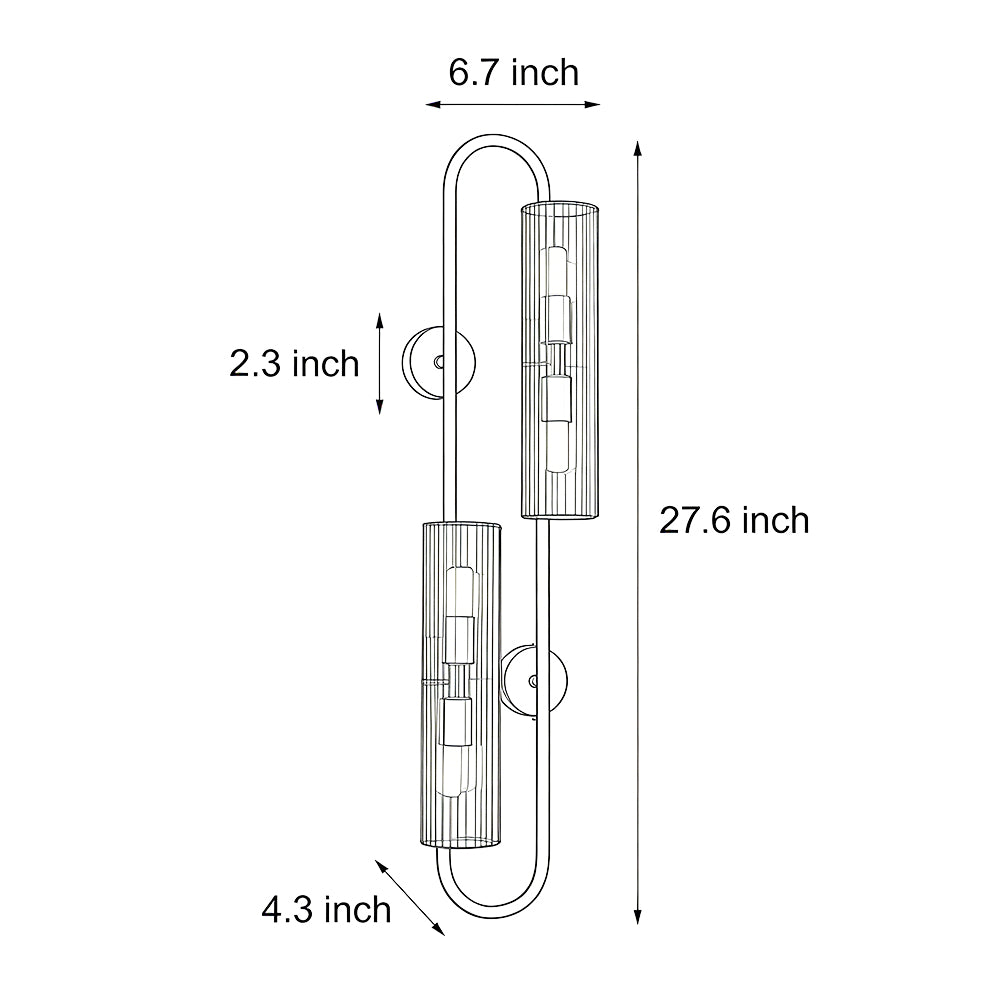 Modern Luxury 4-Light Oval Brass Wall Lamp with Clear Glass Shade
