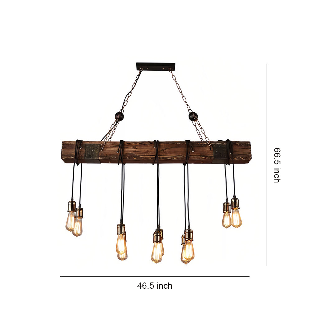 Black and Wood Pendant Light American Vintage Style Iron Ceiling Light