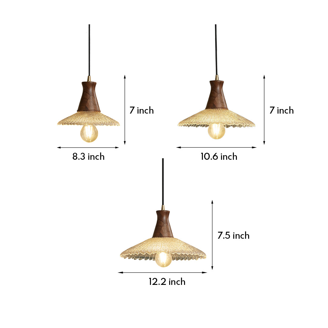 Wood Light Pendant Wabi Sabi Style Glass Pendant Light