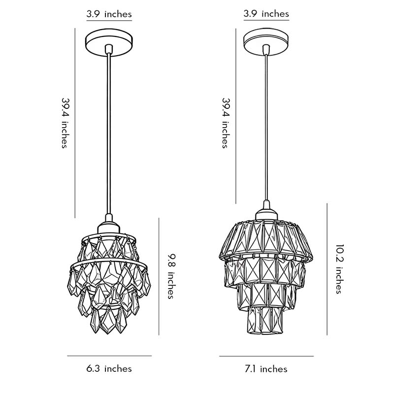 Mini Crystal Pendant Light Modern Metal Ceiling Light