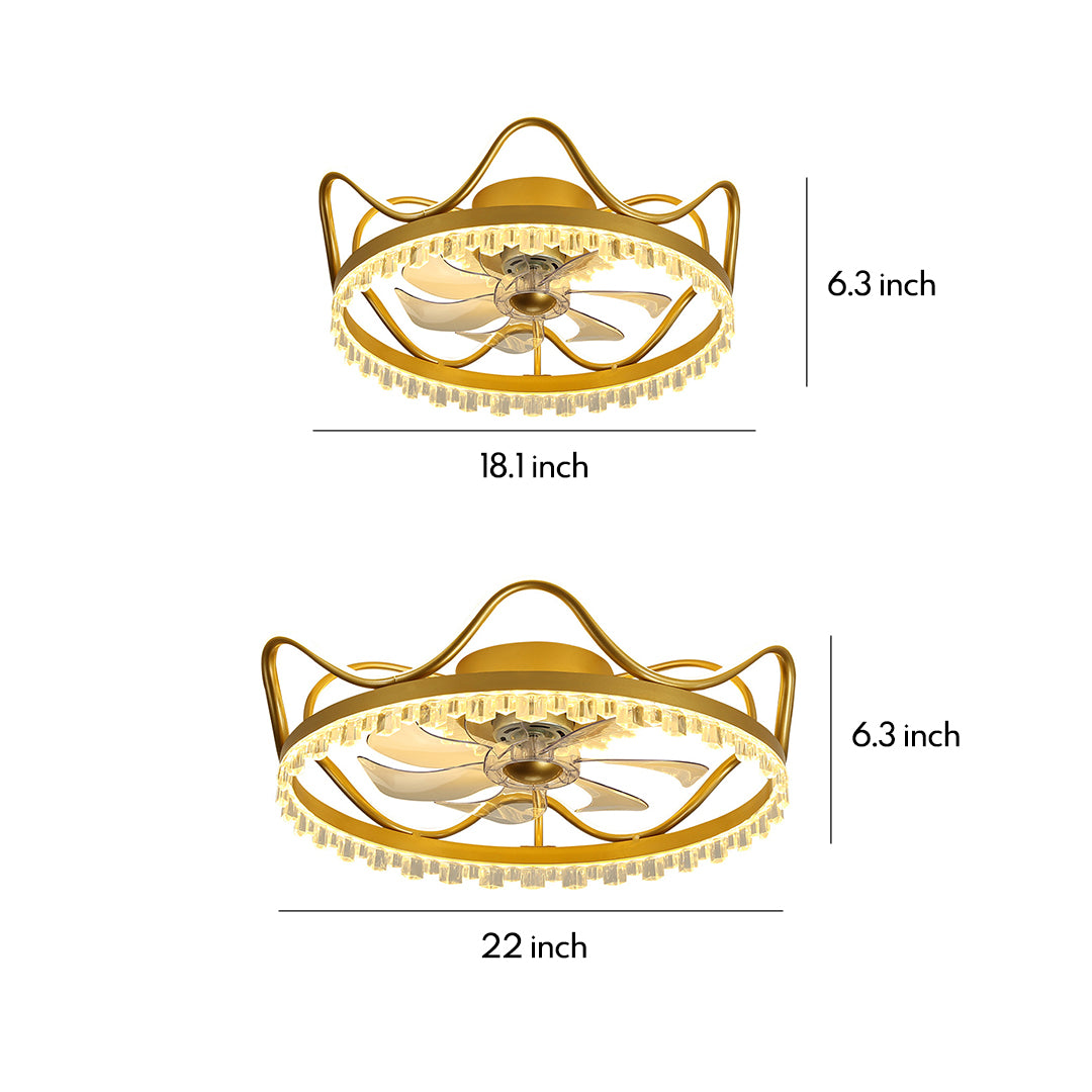 Round Stepless Dimming LED Retractable Ceiling Fan Lights with Remote Control