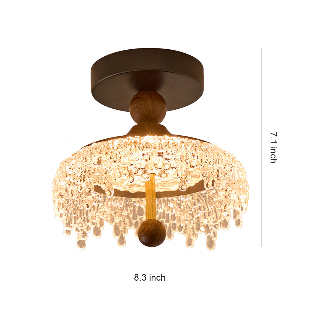 Unique Semi Flush Ceiling Light Vintage Water Drop Walnut Colored Lamp