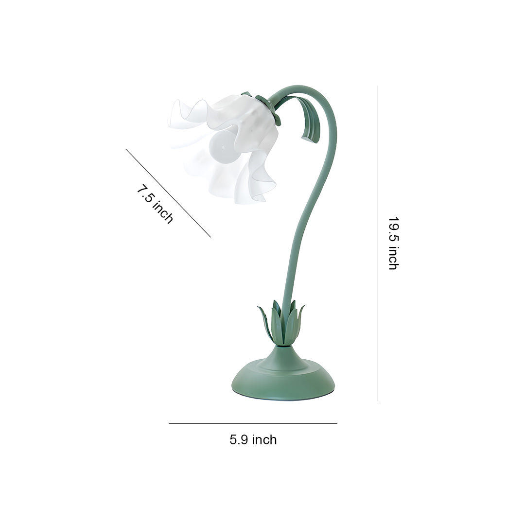 Floral Table Lamps French Vintage Green DIY Twistable White Glass Lamp
