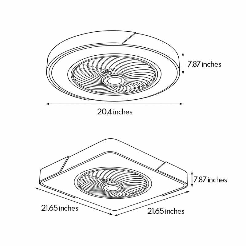 Flush Ceiling Fan with Light and Remote LED Bladeless Light