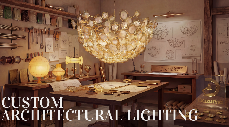 Custom non-standard lighting products display for project orders that require special size, finish, or structure review