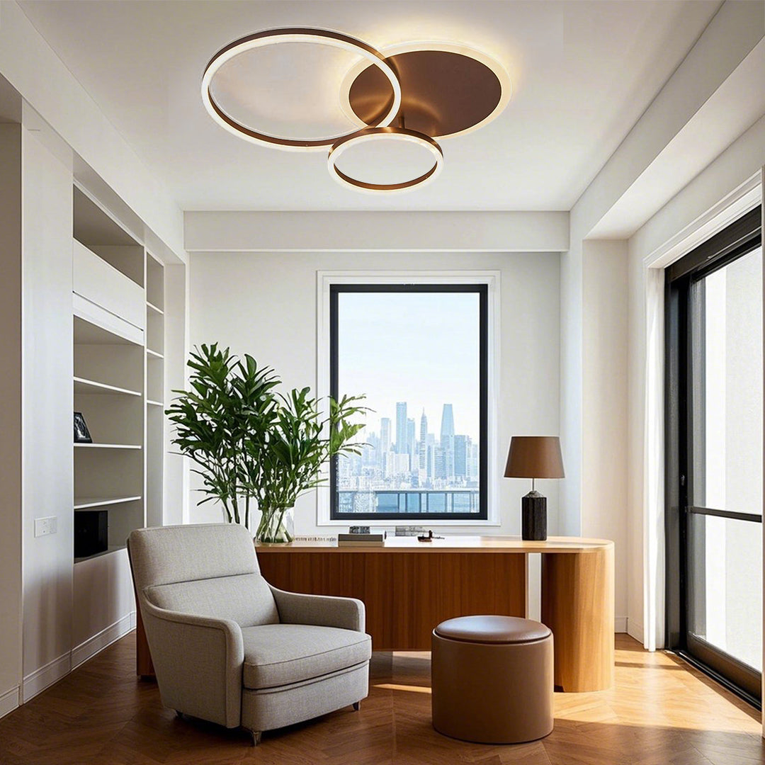 3-Layers LED Modern Circle Flush Mount Light - 3-Color Dimmable, 26"x20"