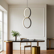 Interlocking Dual Ring Design Pendant Lighting Aluminum Acrylic LED Ceiling Light