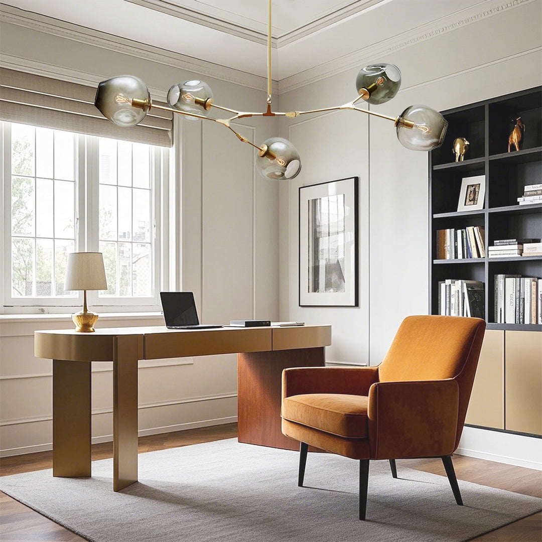 Globe Sputnik Industrial Glass Chandelier Modern Lighting with Customizable Color Shades