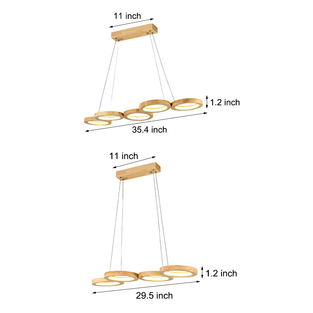4 Circle Light Modern Wood Acrylic Design Pendant Lighting LED Ceiling Light