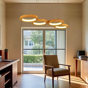 4 Circle Light Modern Wood Acrylic Design Pendant Lighting LED Ceiling Light