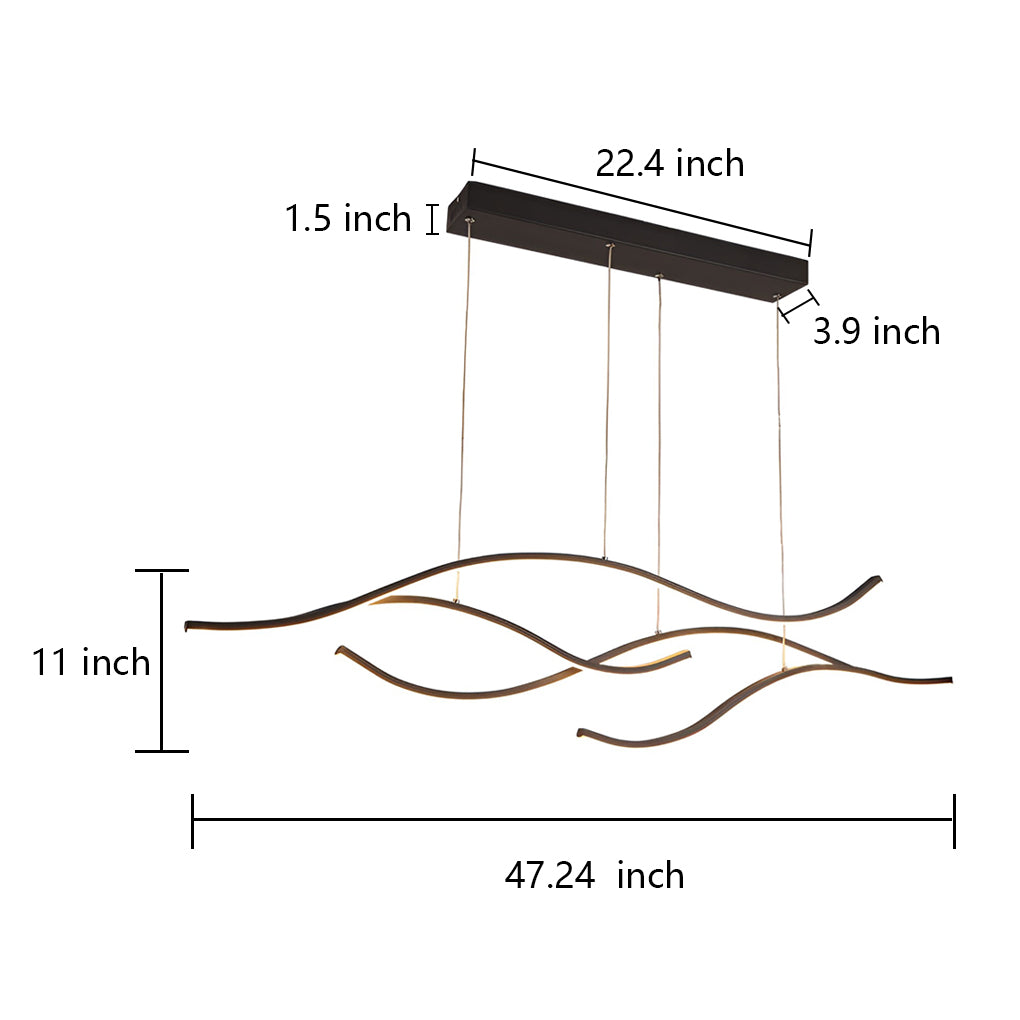 Curved LED Pendant Light Wavy LED Metal Ceiling Light