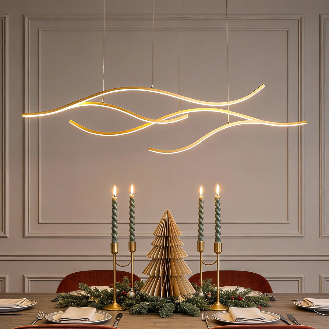Wave Linear Hanging Branch Chandelier LED Island Ceiling Lights