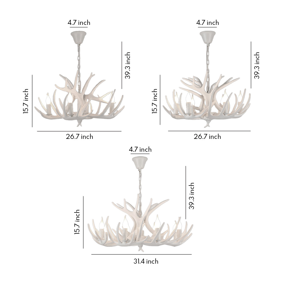 Vintage Antler Chandelier with Candle Lights - 4/6/8 Lights