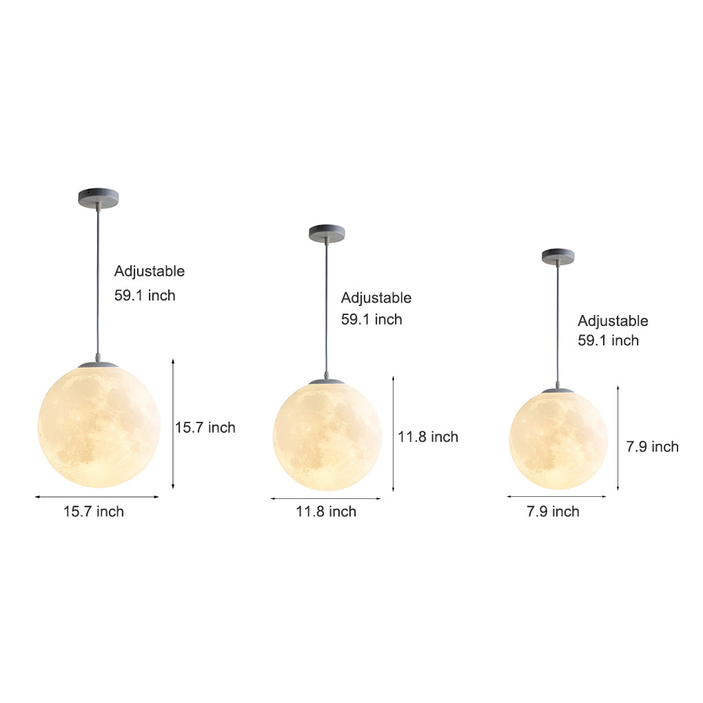 Round Moon Lunar 3D Creativity White Pendant Lamp Hanging Ceiling Lamp