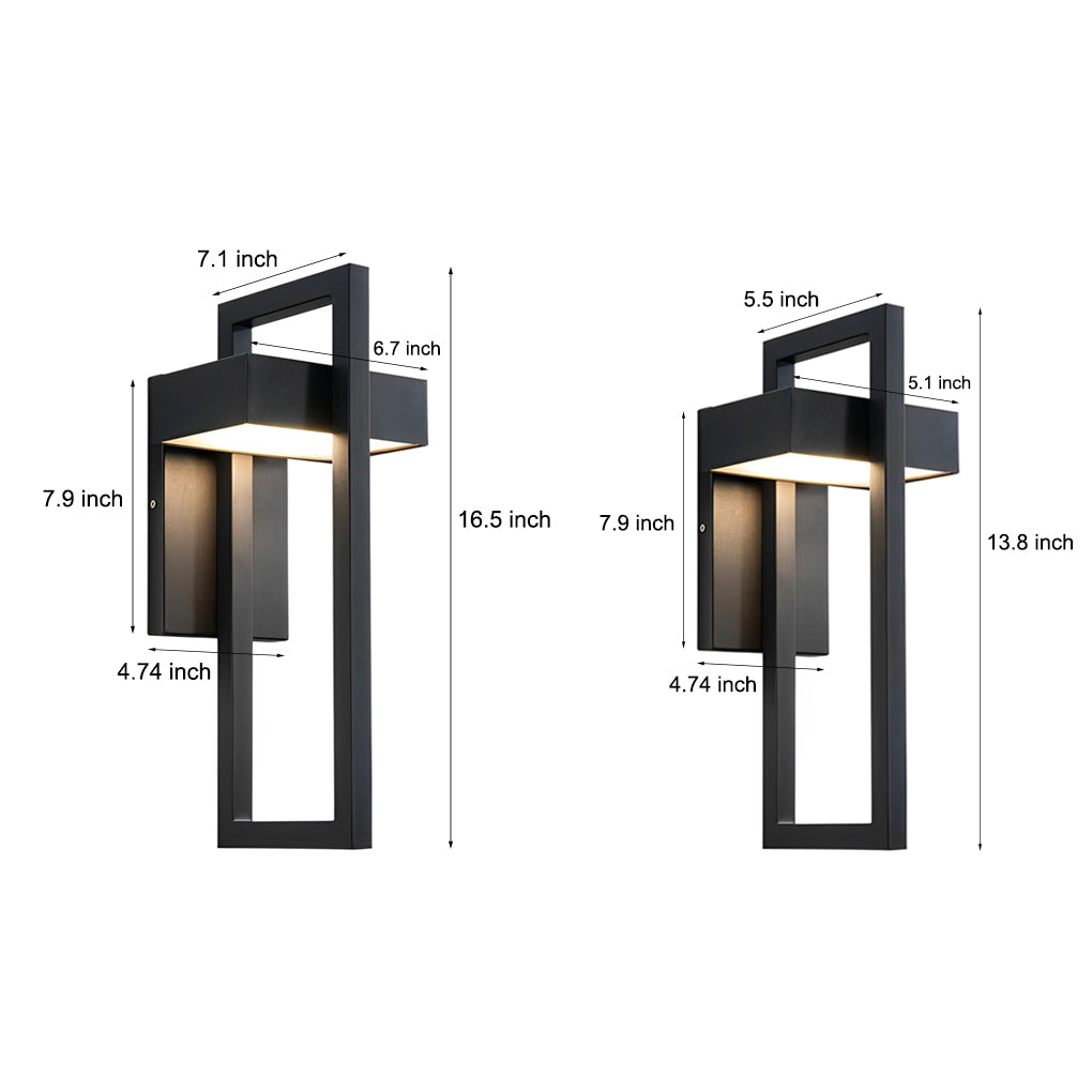 Rectangular Minimalist LED Waterproof Black Modern Outdoor Wall Lamp