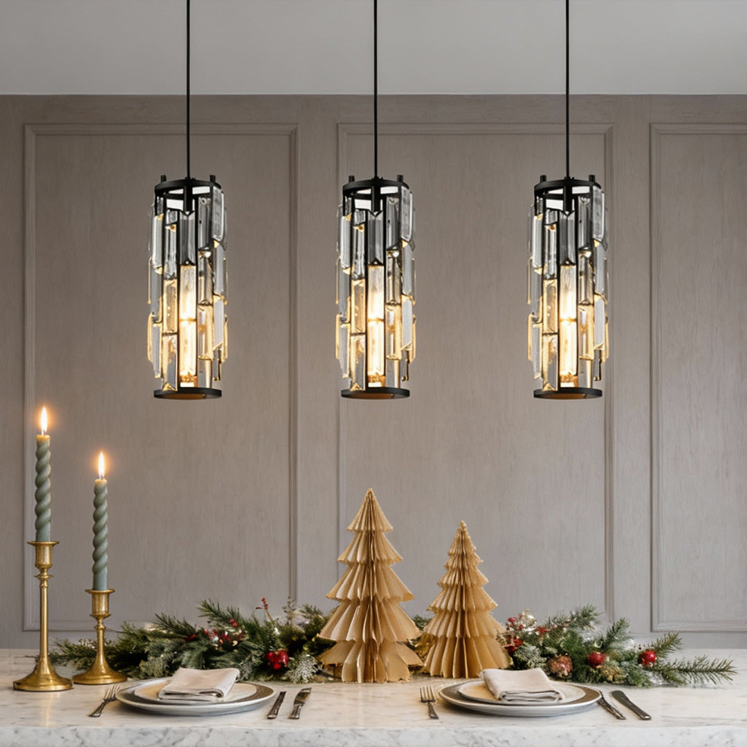 1 Pc Creative Iron Crystal Glass Industrial Style Chandelier Pendant Lights