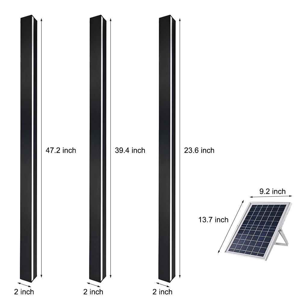 Minimalist Long Strip LED Waterproof Black Modern Solar Wall Sconce Lighting