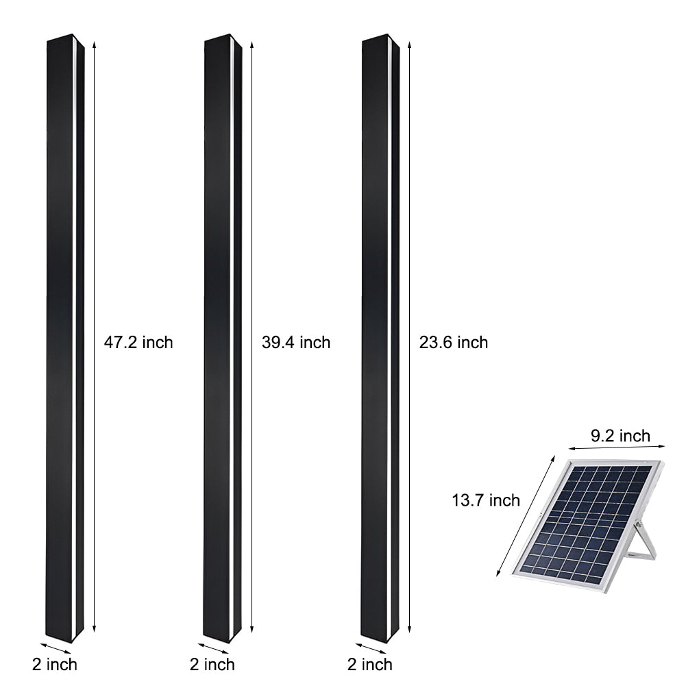 Minimalist Long Linear LED Waterproof Black Modern Solar Wall Sconce Lighting