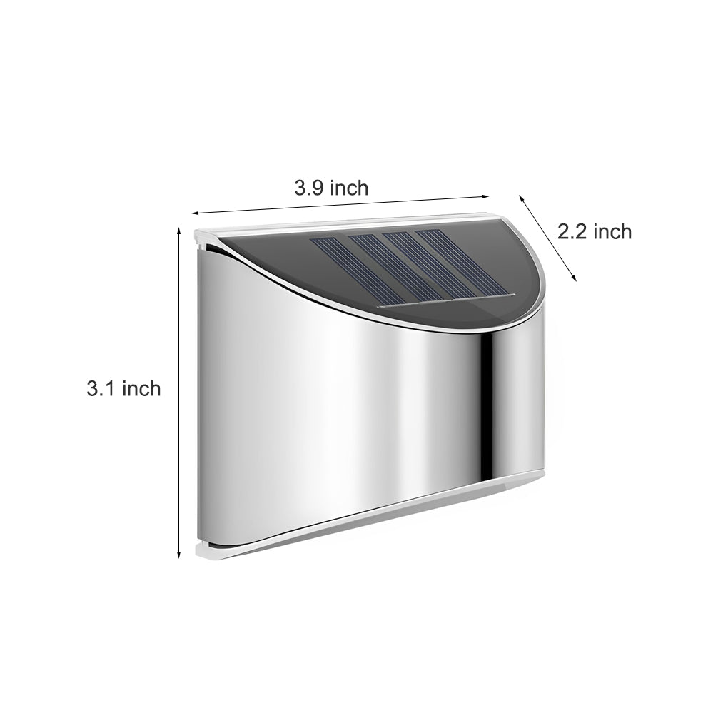 Stainless Steel Minimalist Waterproof Silver Modern Solar Wall Lamp