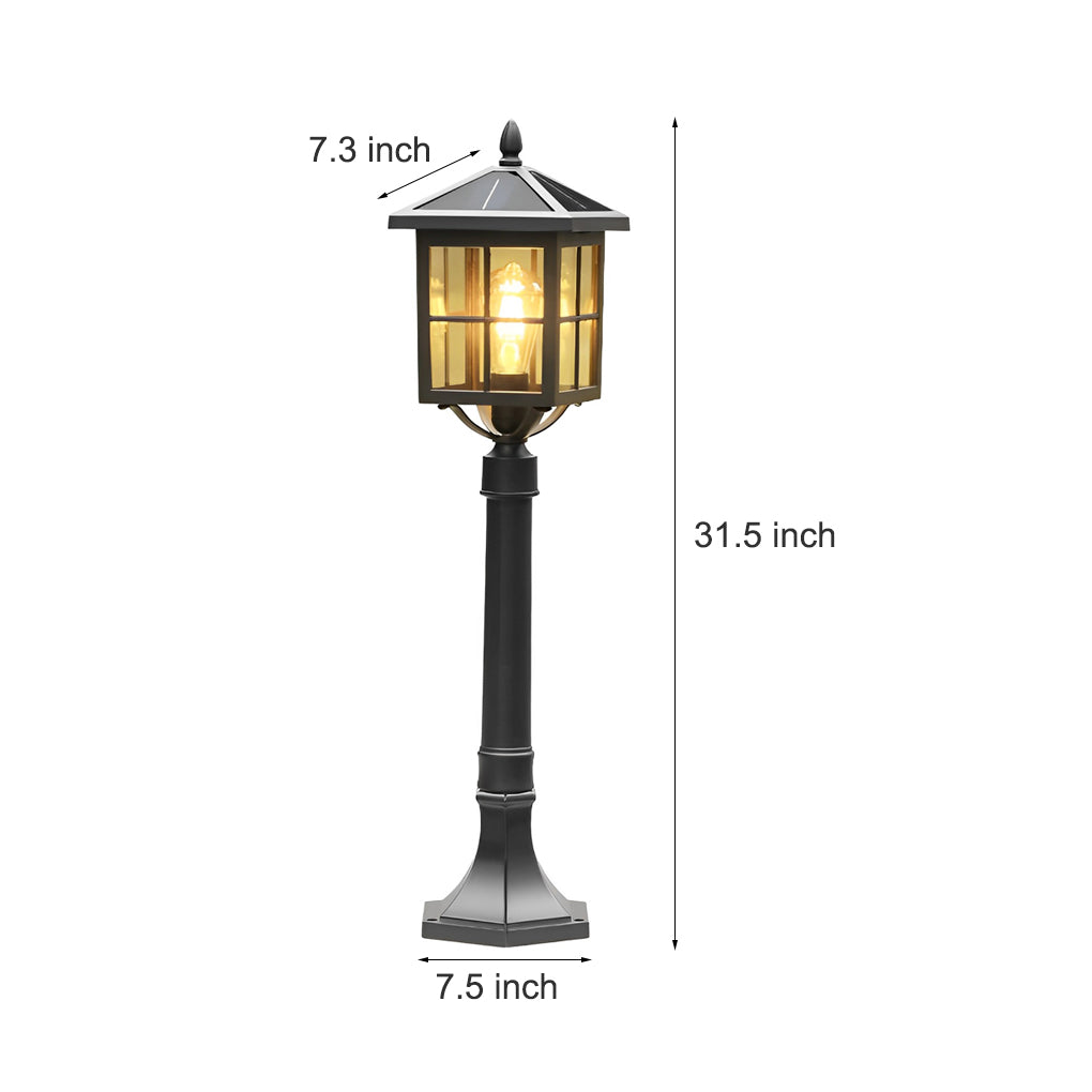 Retro Black Solar & Hardwired Outdoor Pavilion-Inspired Lawn Lamp