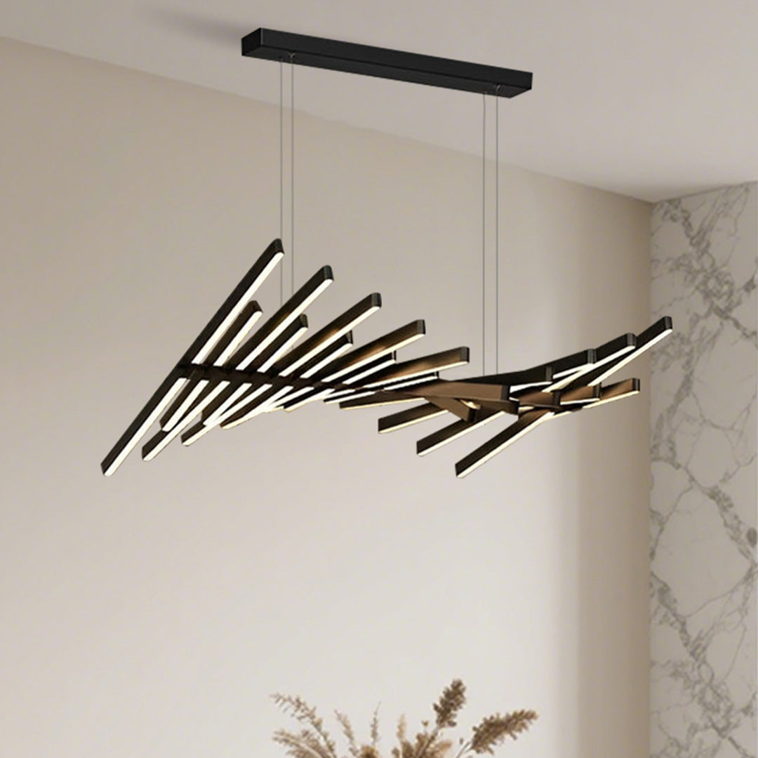 Waves Fishbone Strip Stepless Dimming LED Nordic Chandelier Pendant Light