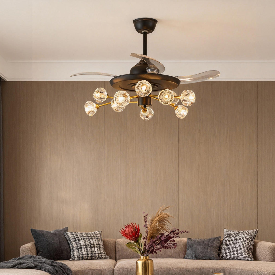 Ceiling Fan With Multiple Lights Nordic Crystal Invisible Ceiling Fan