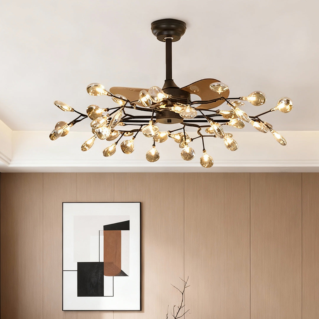 Glam Ceiling Fan with Light Minimalist Luxury Artistic Fan Lamp