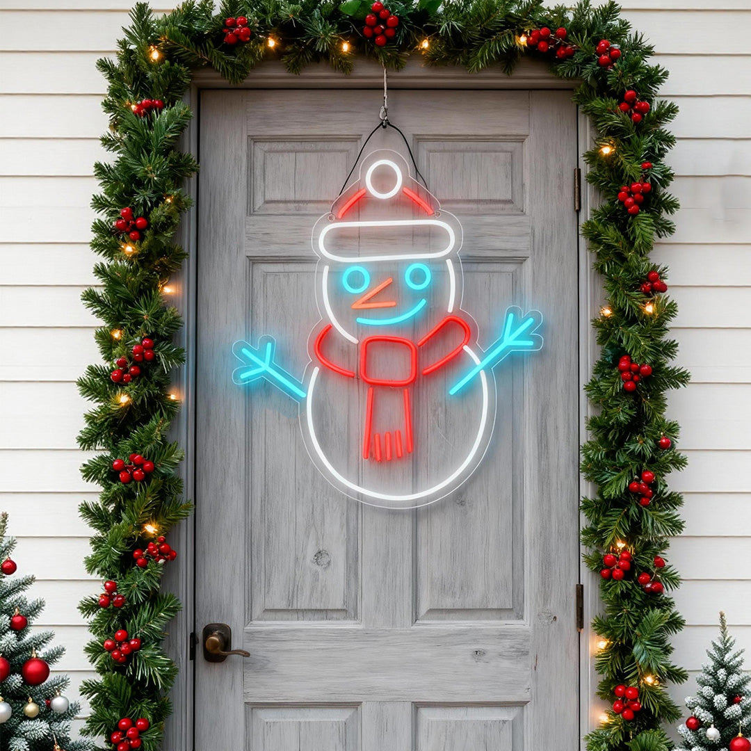 Neon Snowman Colorful Decor Acrylic Personalized LED Sign with Dimmer