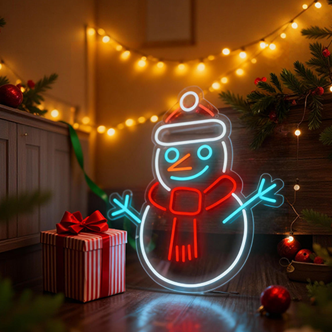 Neon Snowman Colorful Decor Acrylic Personalized LED Sign with Dimmer