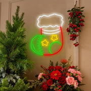 1 Piece Christmas Socks Decor Acrylic Artwork LED Neon Signs Lights