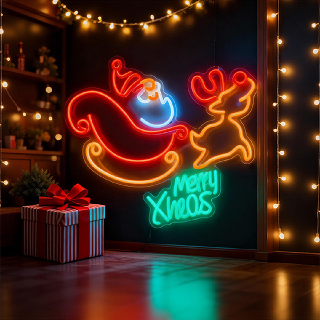 Neon Santa Claus Elk Reindeer Luminous Christmas LED Neon Signs Lights
