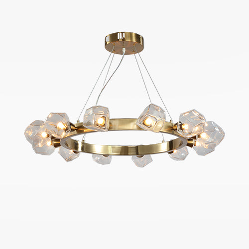 Gold Round Polished Brass Ring Chandelier