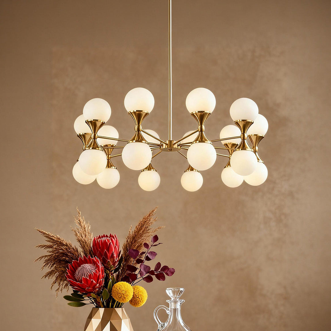 Bubble Glass Chandeliers Stylish Full Copper Nordic Ceiling Light